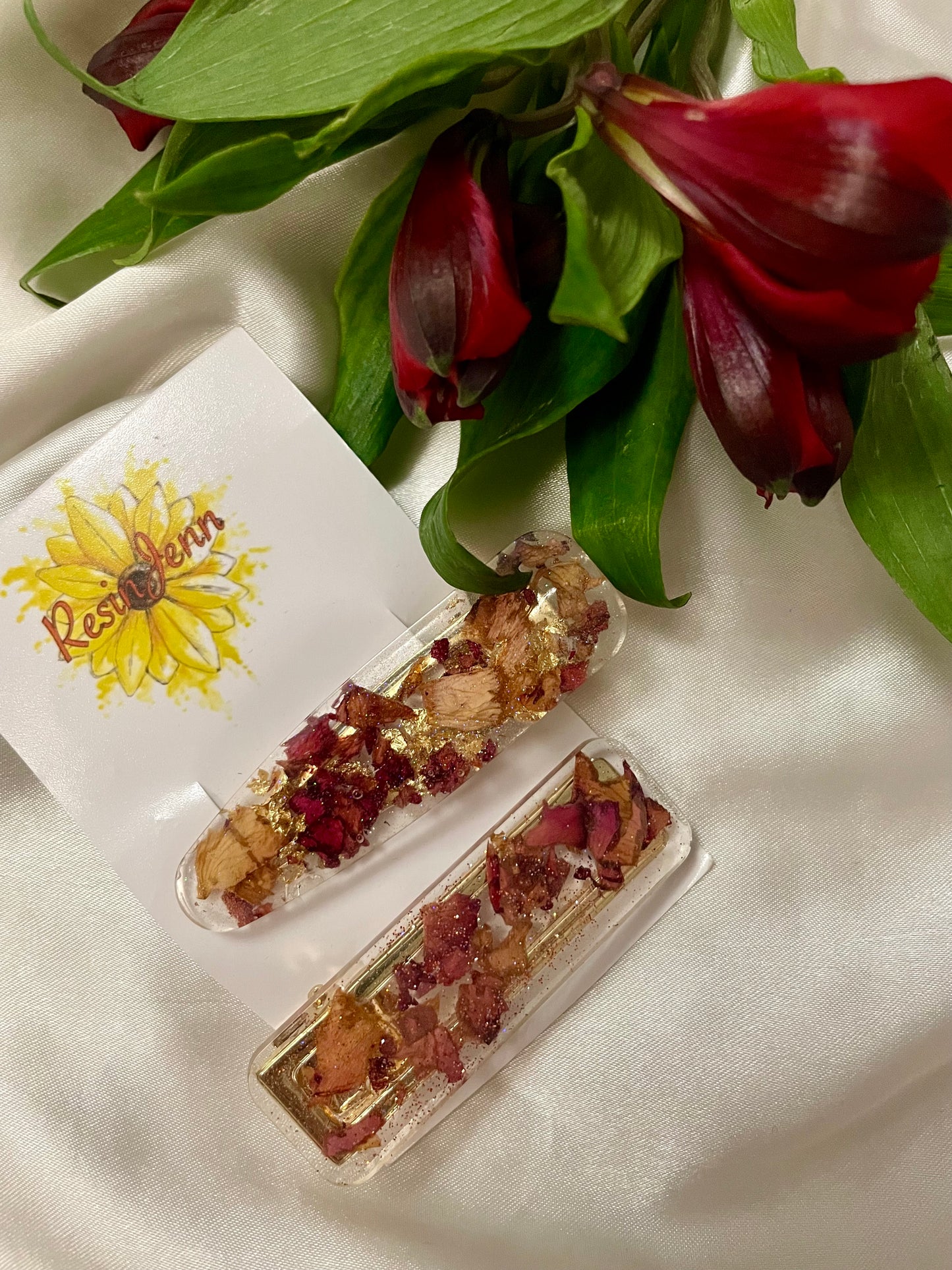 Rose petal hair clips