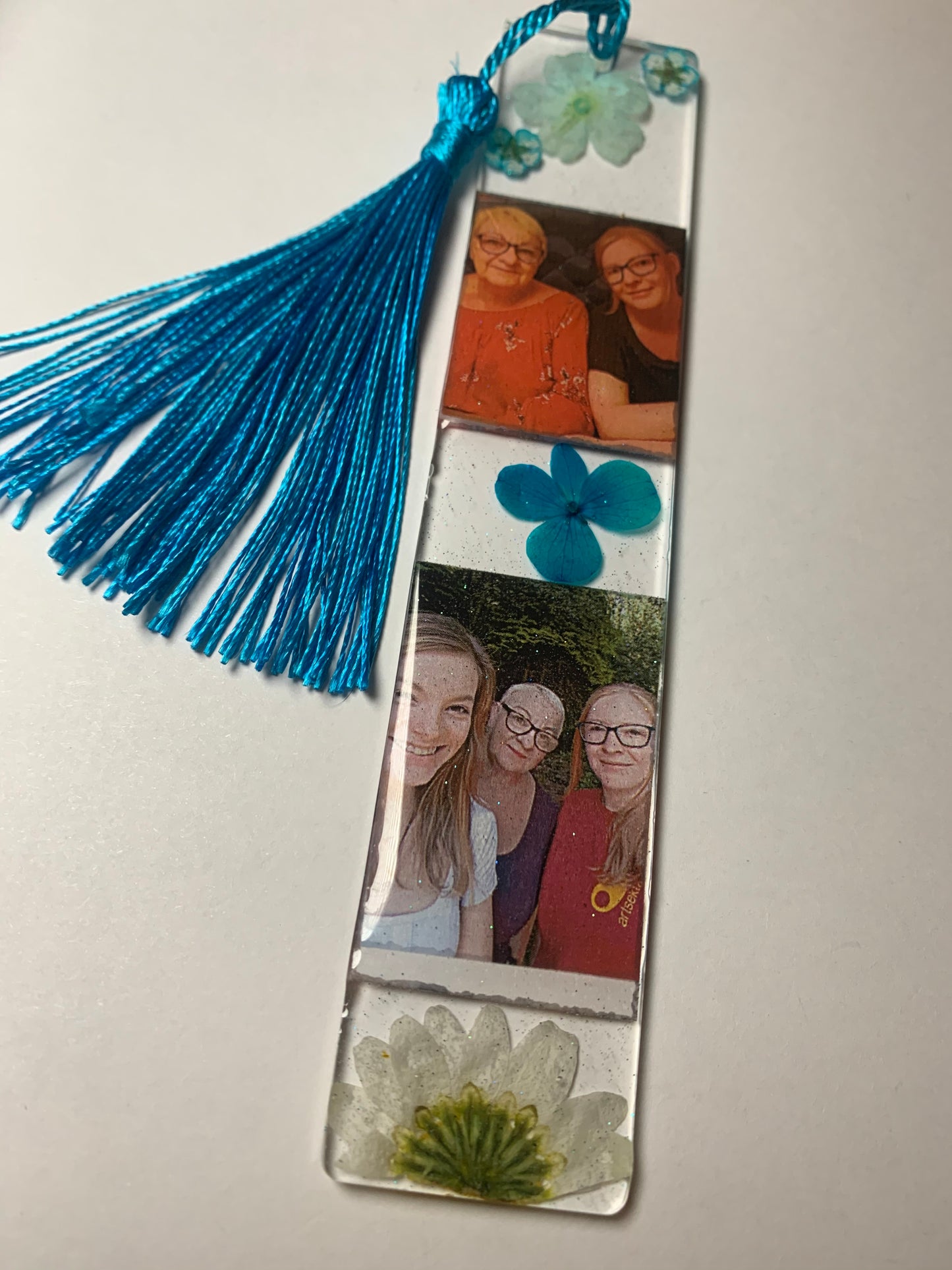 Personalised Photo Bookmark with Real Pressed Flowers
