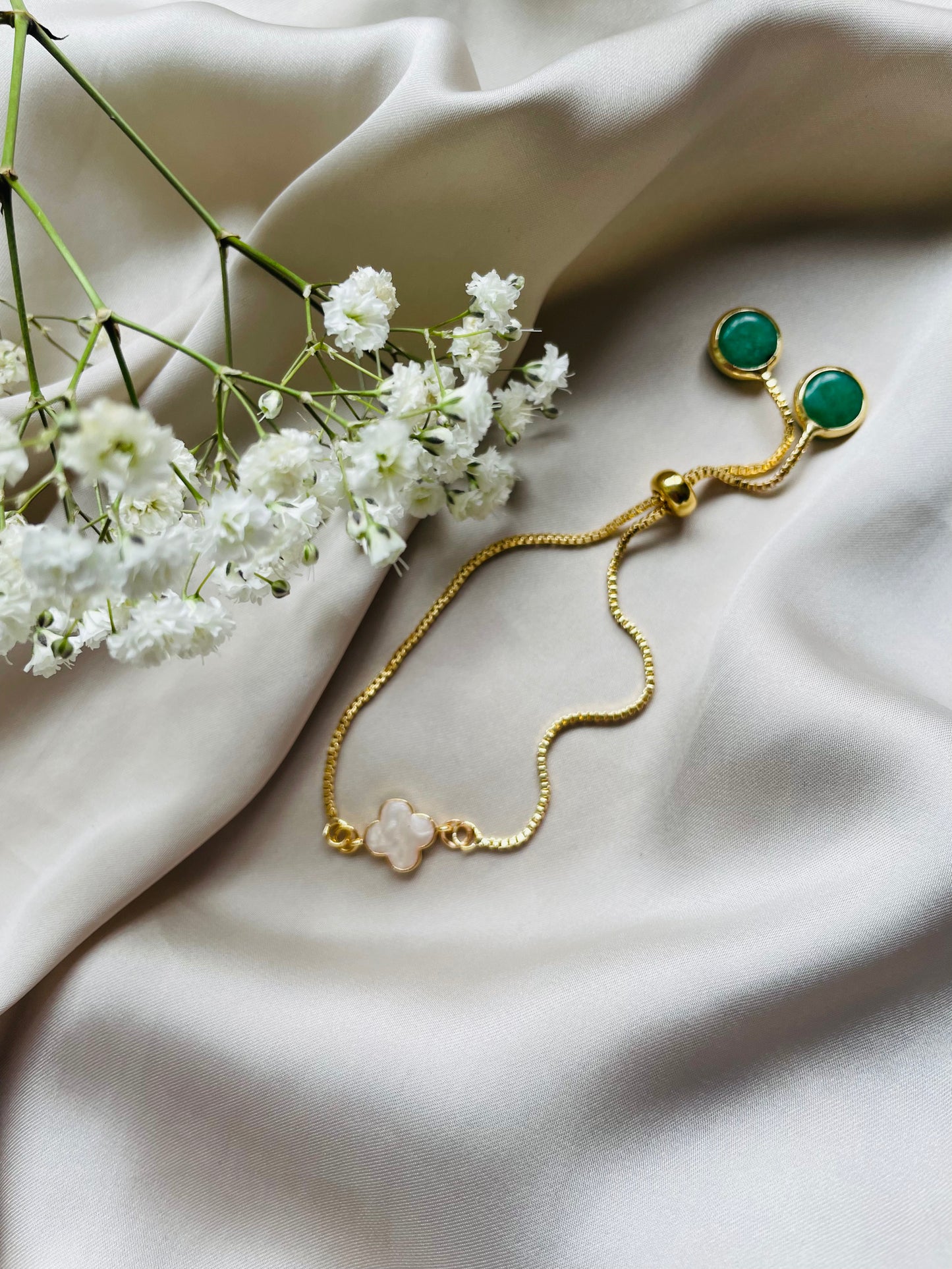 Green Jade Gemstone - Gold Plated Bracelet