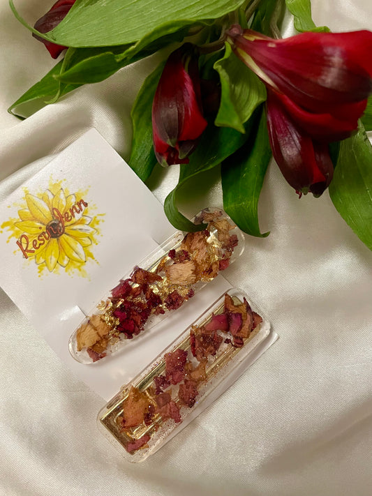 Rose petal hair clips