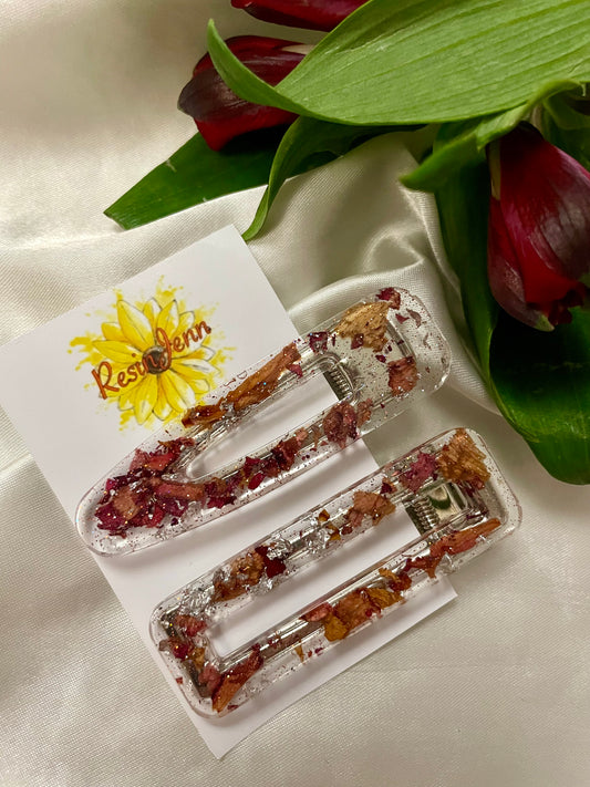 Rose petal hair clips