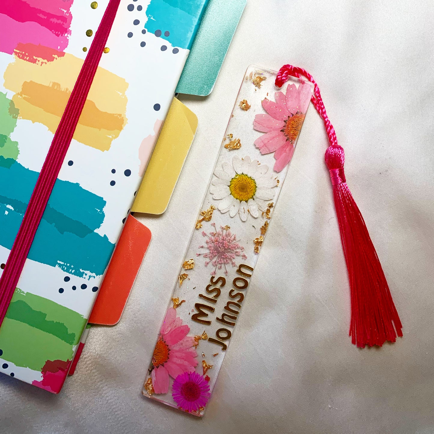 Floral bookmark - personalise with name