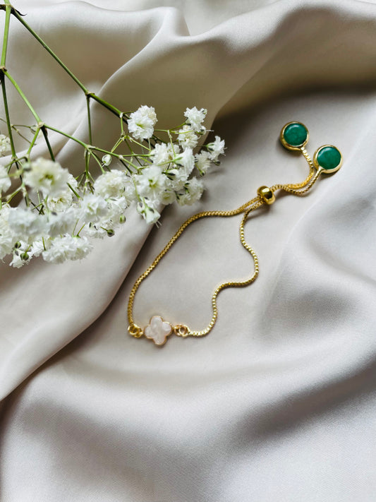 Green Jade Gemstone - Gold Plated Bracelet